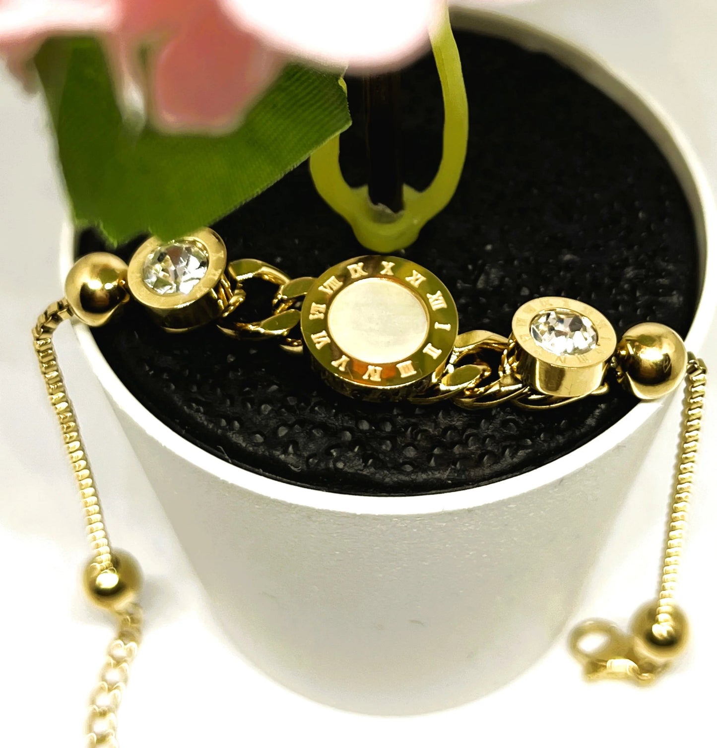 Vintage Roman Number Moonstone Bracelet