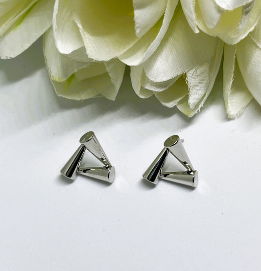 Triangle Silver Stud Earrings
