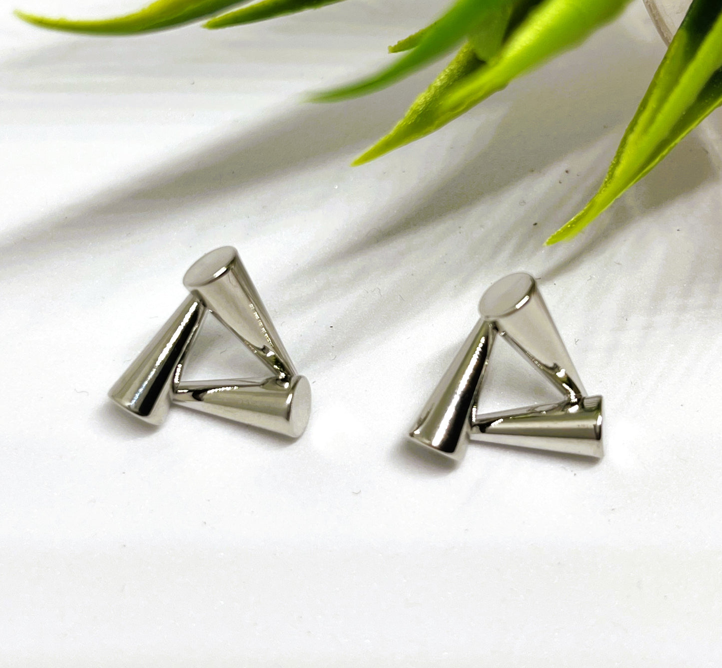 Triangle Silver Stud Earrings