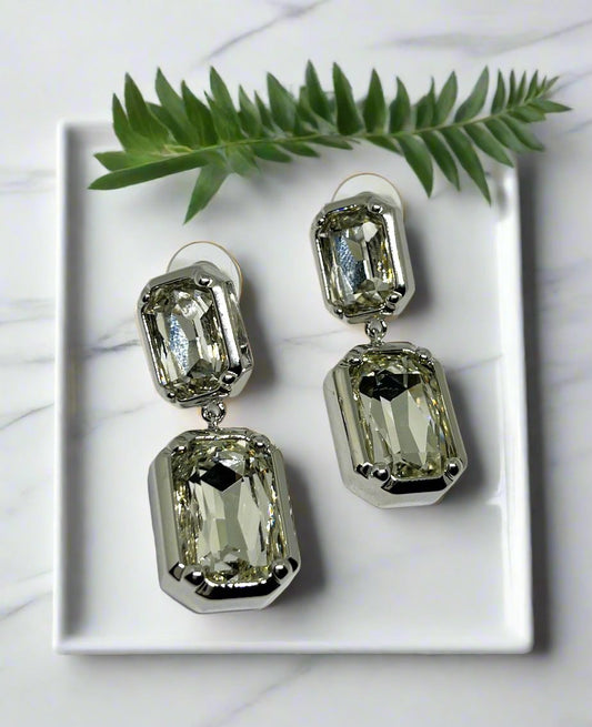 Silver toned Geometric Drop Earrings