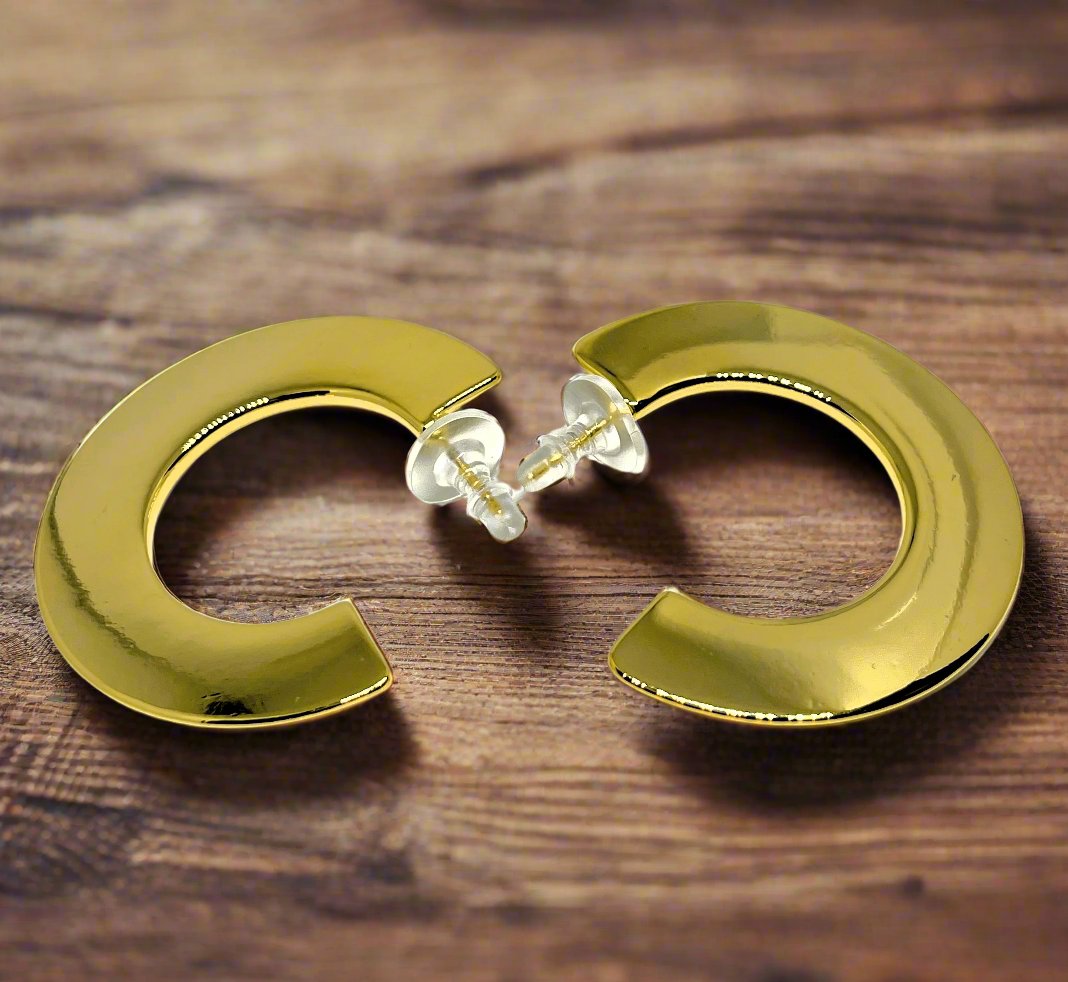 C Shaped Gold Earrings