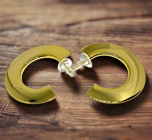 C Shaped Gold Earrings