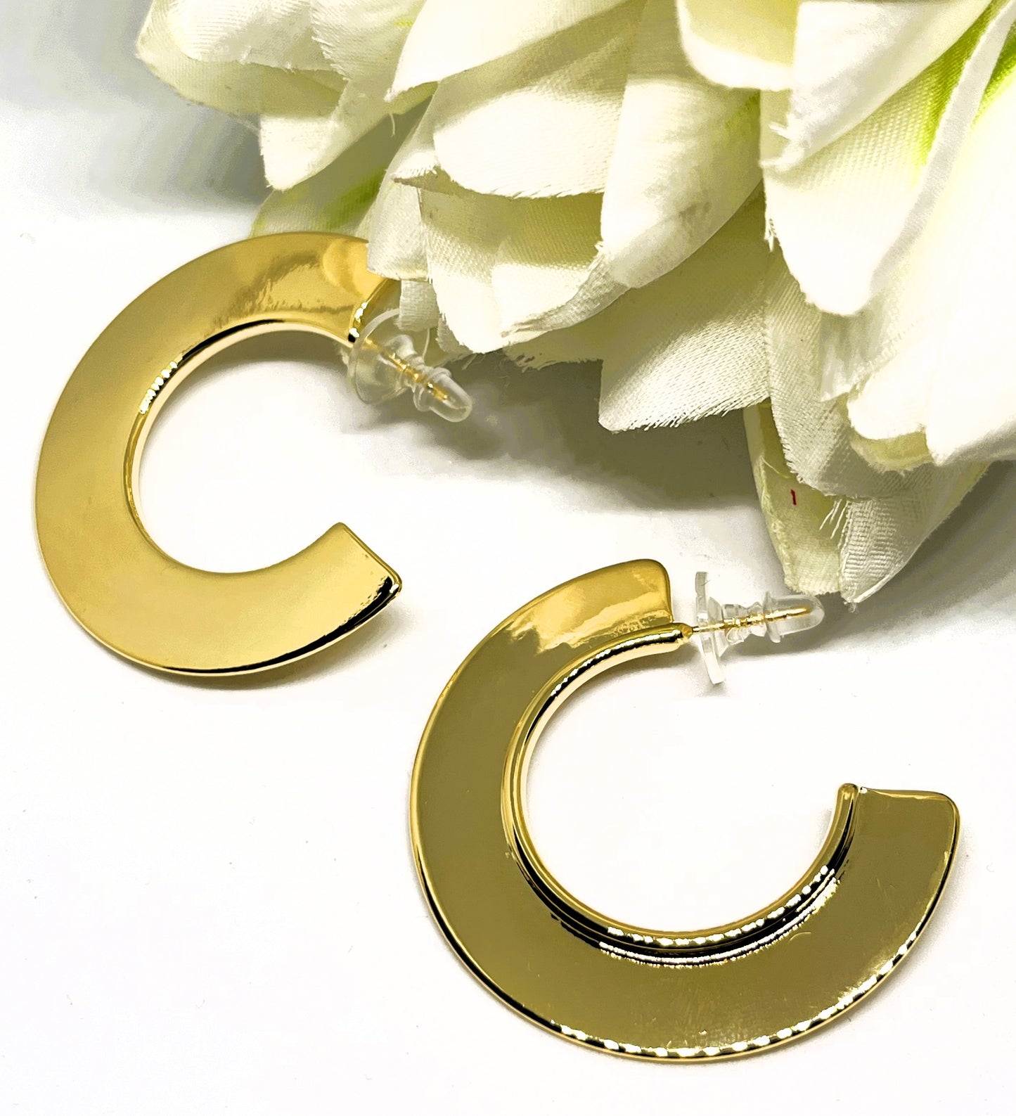 C Shaped Gold Earrings