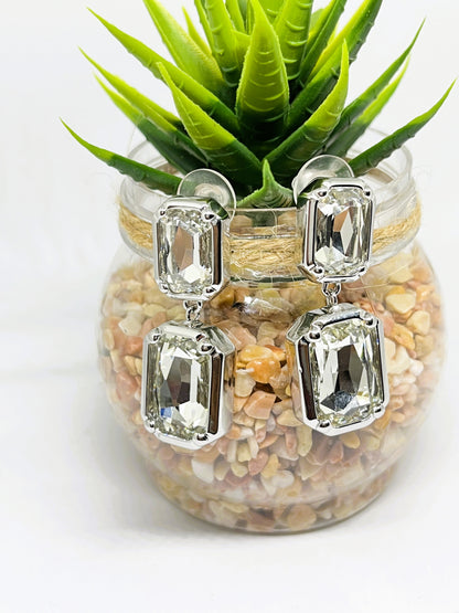 Silver toned Geometric Drop Earrings