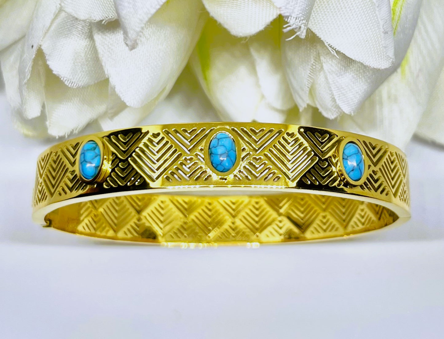 Cleopatra Turquoise Stone Gold Bracelet