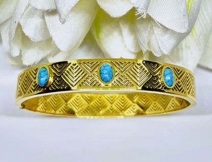 Cleopatra Turquoise Stone Gold Bracelet