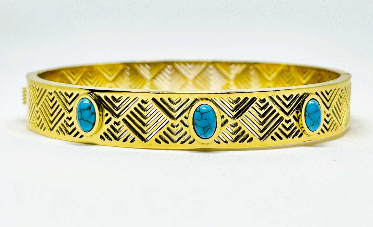 Cleopatra Turquoise Stone Gold Bracelet