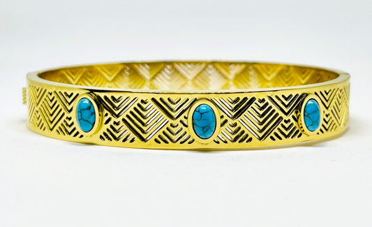 Cleopatra Turquoise Stone Gold Bracelet