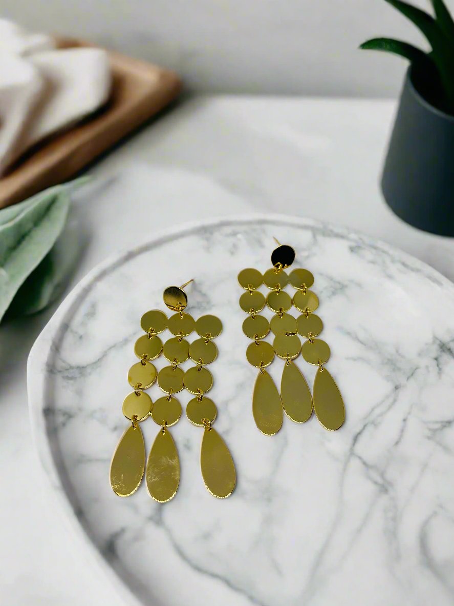 Chandelier Drop Gold Earrings