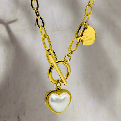 Pearl Heart Drop Necklace